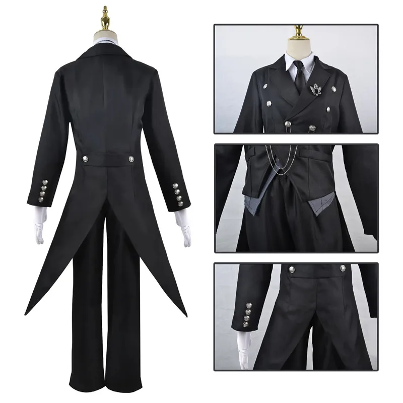 Black Butler Sebastian Michaelis Cosplay Sebas Costume Japanese Anime Carnival Party Uniform Swallowtail image 4