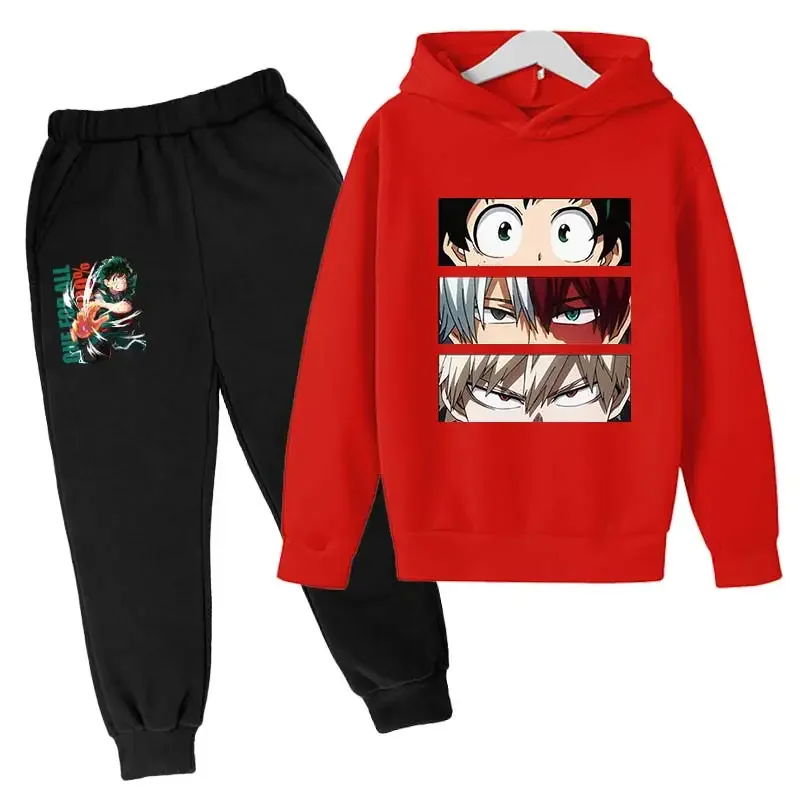 My Hero Academia Anime Printed Children Casual Hoodie+pants 2pcs Set Harajuku Spring Autumn Kids Boy Clothing Fashion Sportsuit