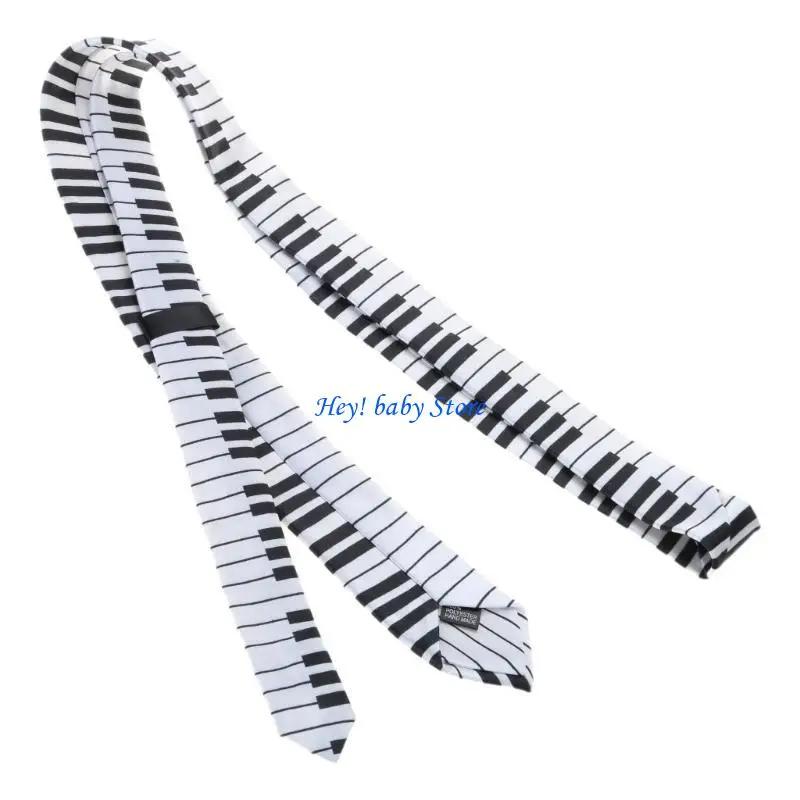 Q1Fe nam đen & trắng bàn phím piano cà vạt cà vạt cổ điển Skinny Music Tie