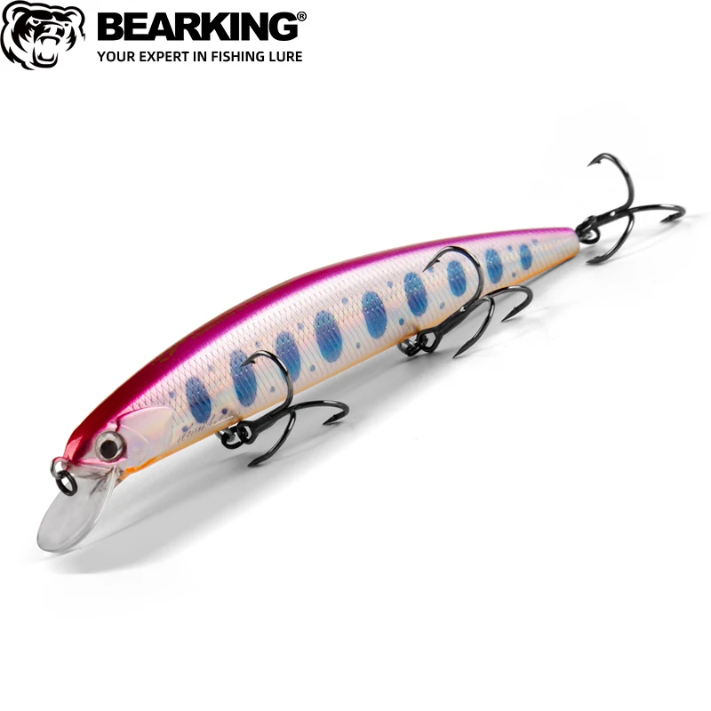 BEARKING 13cm 21g Depth1.8m Wobbler Hard Bait  Minnow With Hook for Bass Pike Carp Swimbait Tackle in Seawater  Accessories