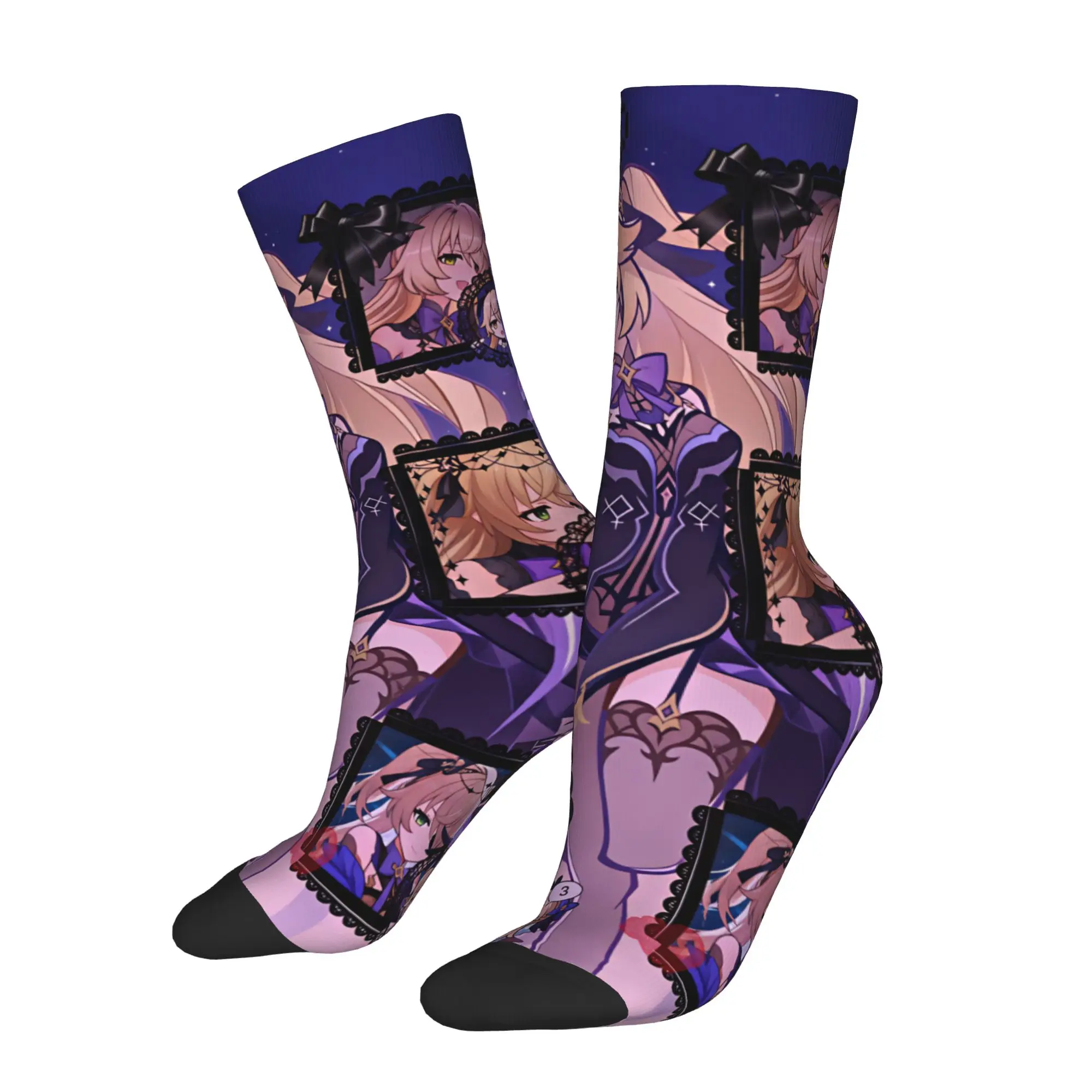 Manga G-Genshin L-Impact Dress Socks Mens Womens Warm Fashion Novelty Kawaii Anime Crew Socks