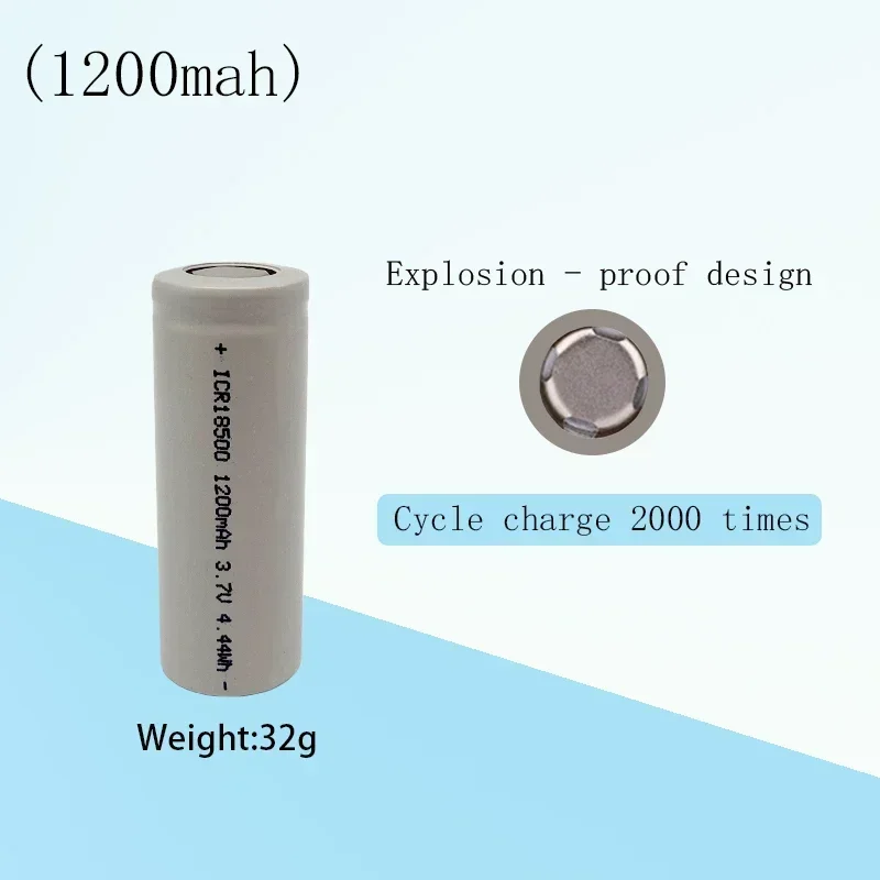 

New 18500 battery 3.7V 1200mAh rechargeable lithium ion battery, For strong light flashlight anti-light special lithium battery