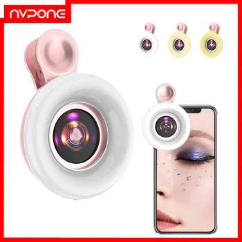 New mobile phone fill light 15X macro lens portable Selfie LED ring light for iPhone Smartphone universal ring clip light