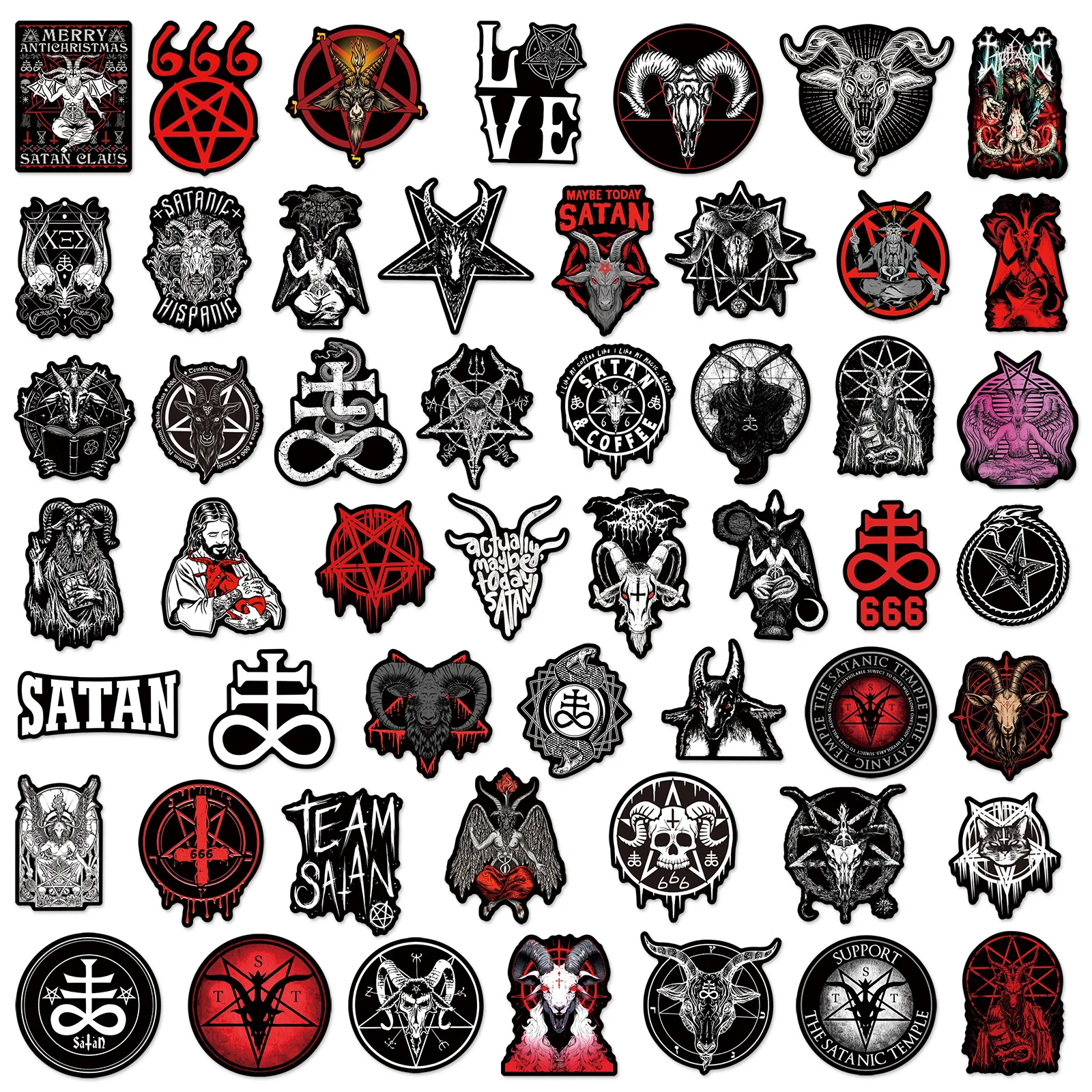 50 Stuks Punk Horror Demon Satan Serie Graffiti Stickers Geschikt Voor Helmen Desktop Wanddecoratie Diy Sticker Pack Groothandel