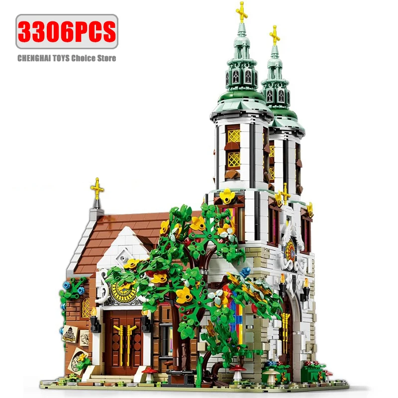 

MOC Medieval St. Andrew's Church Building Blocks Set European Cathedral House Idea Toys For Children Birthday Holiday Day Gifts