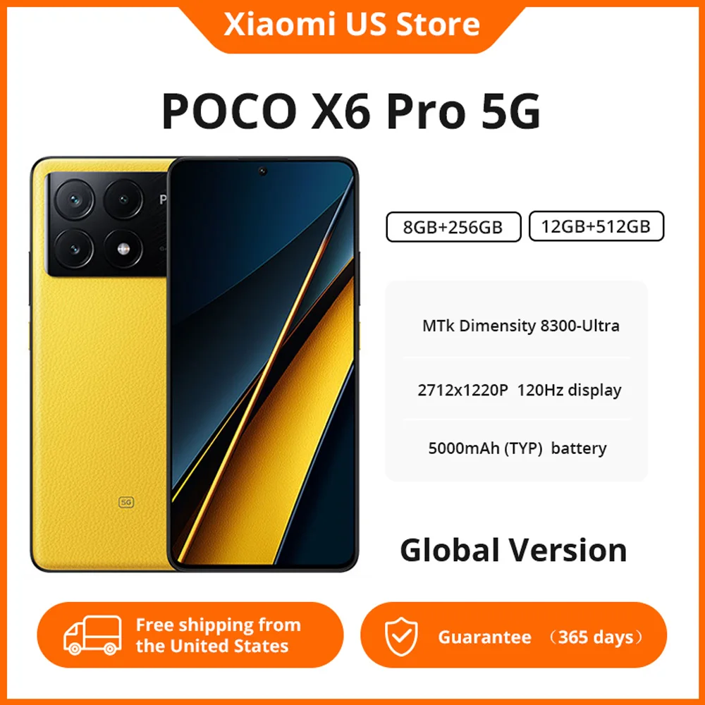 POCO X6 Pro 5G Smartphone MTK Dimensity 8300 NFC 6.67 "120Hz AMOLED affichage 64MP Tri caméra 67W charge 5000mAh