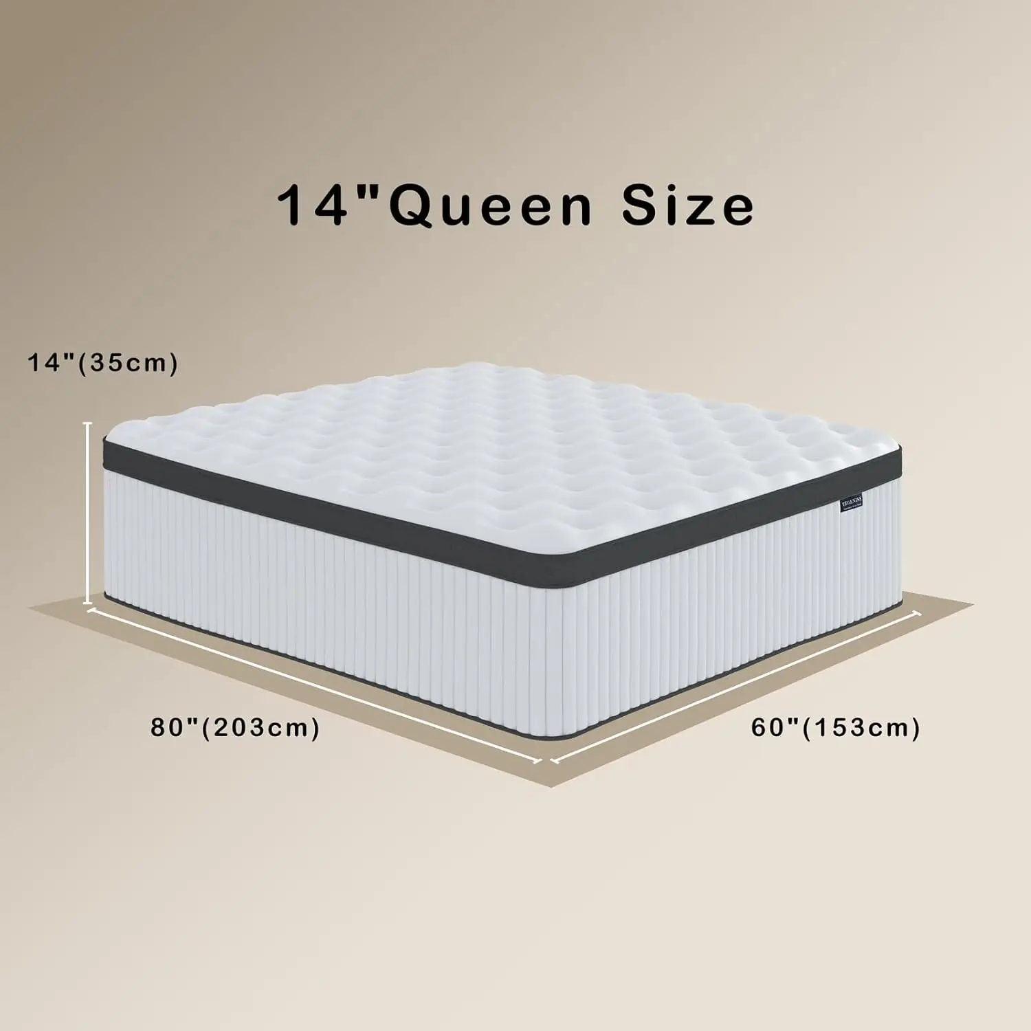 Queen Mattress, 14 Inch Innerspring Hybrid Mattress in a Box with Gel Memory Foam, Individually Wrapped Encased Coil Pocket