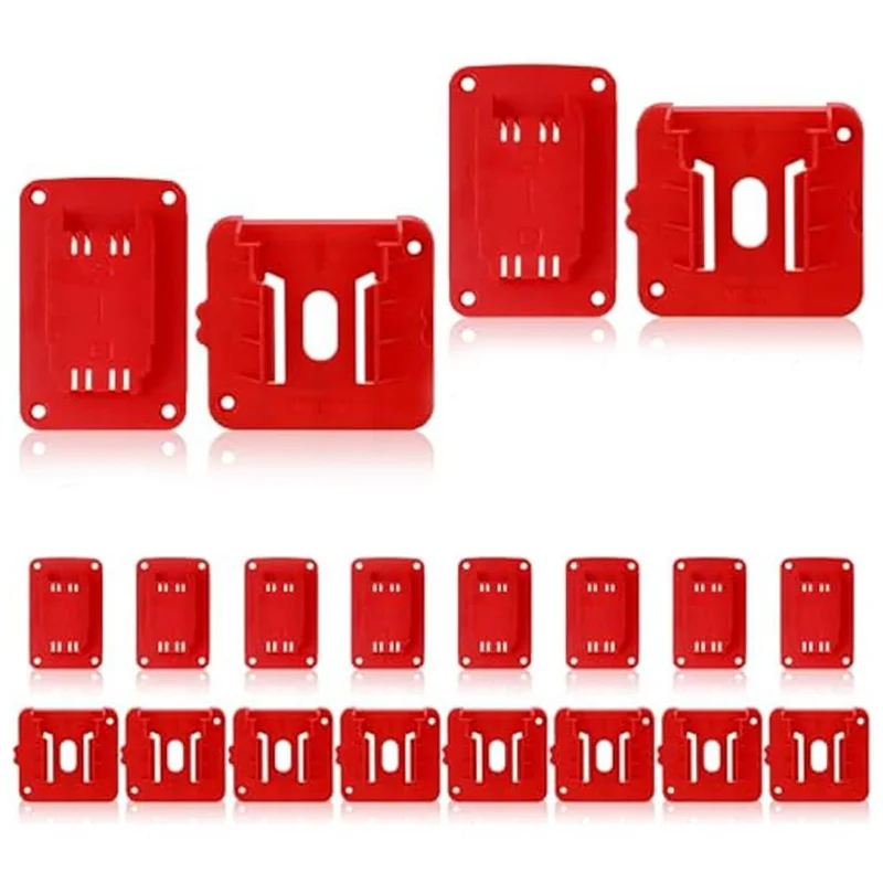N08R 10Pcs Battery Base And Tool Holder Drill Tool Wall Mount Batteries Storage Battery Mounts Dock Holder For Power Tool-Red