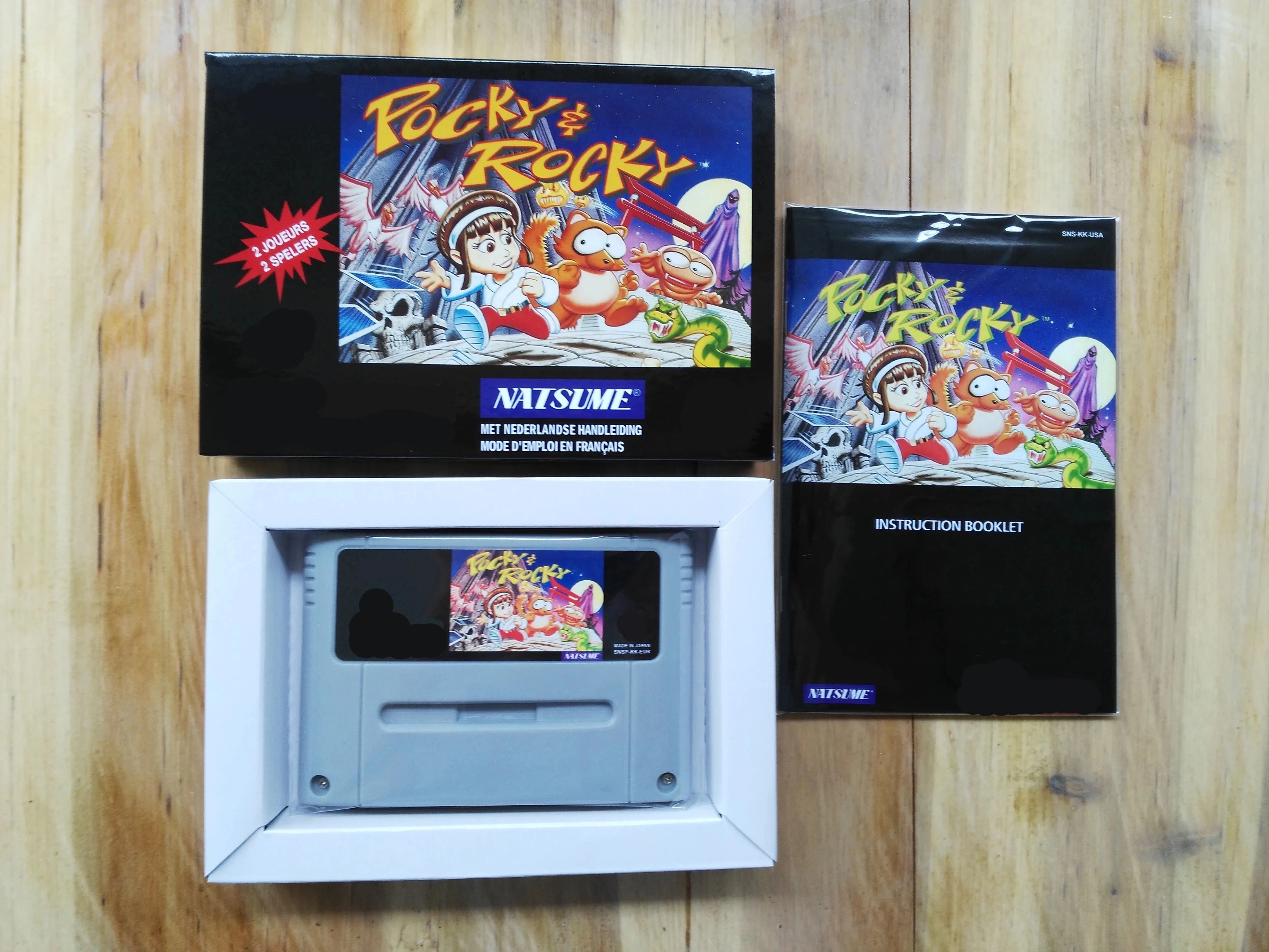 

16-битные игры ** Pocky & Rocky 1 (версия PAL!! Коробка+Руководство+картридж!! )