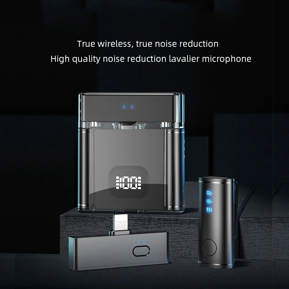 Mikrofon Lavalier Nirkabel untuk Perekaman Studio Mikrofon Kerah Profesional Magnetik dengan Kotak Pengisi Daya Pengurang Kebisingan Langsung