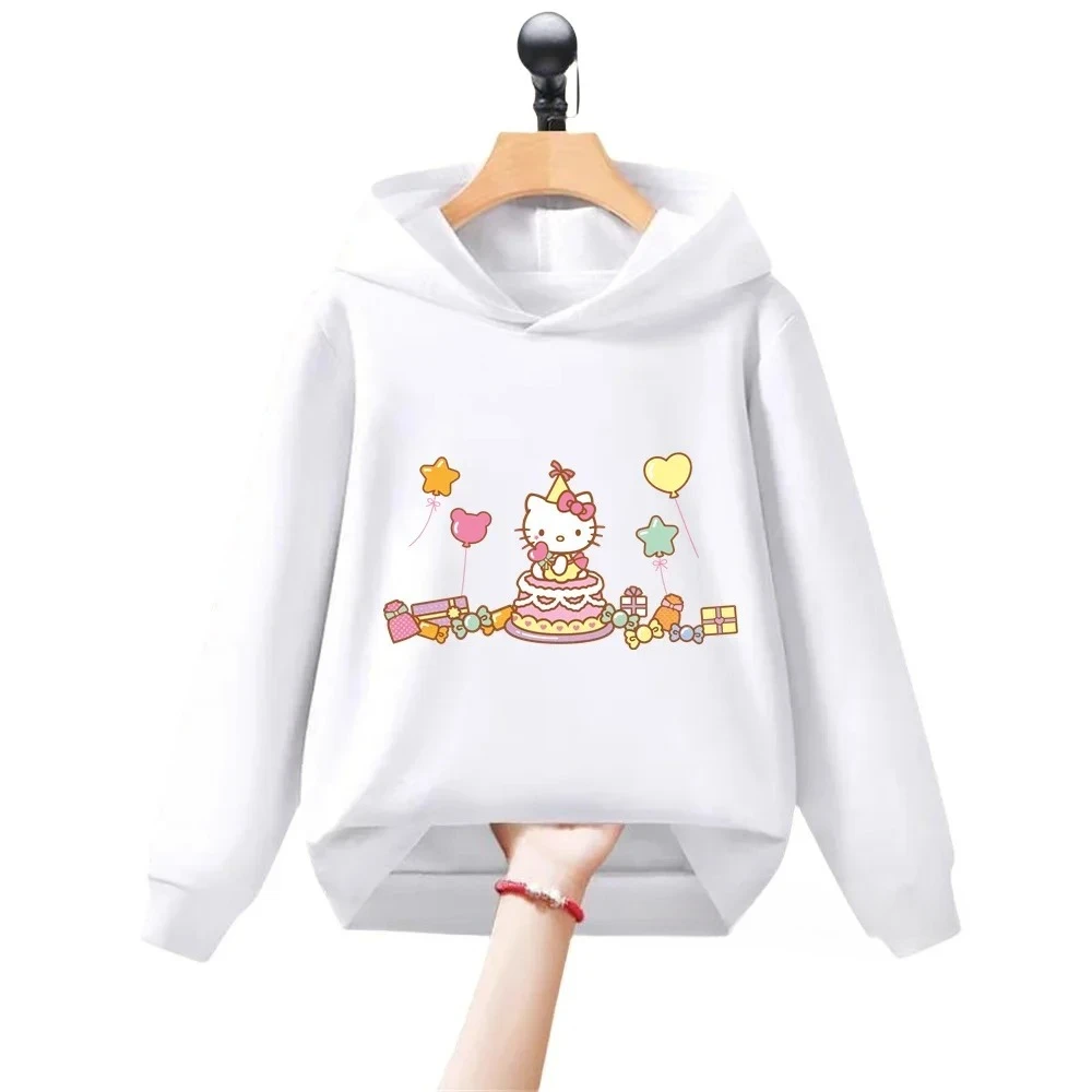 

Милая детская одежда Kawaii Hello Kitty, модные толстовки Sanrio, пуловеры с героями мультфильмов для девочек и мальчиков, детская одежда