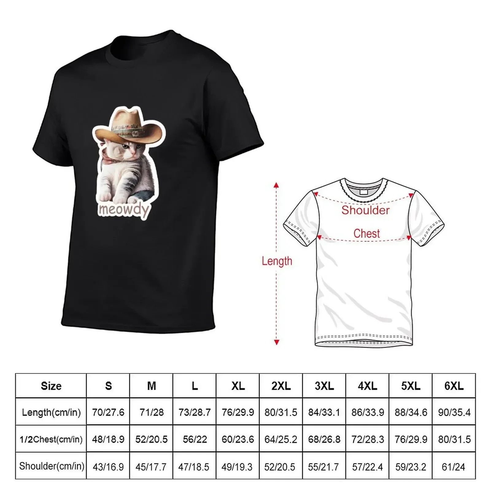 Meowdy Partner Cat Wearing a Cowboy Hat T-Shirt shirts graphic tees tees clothing for men