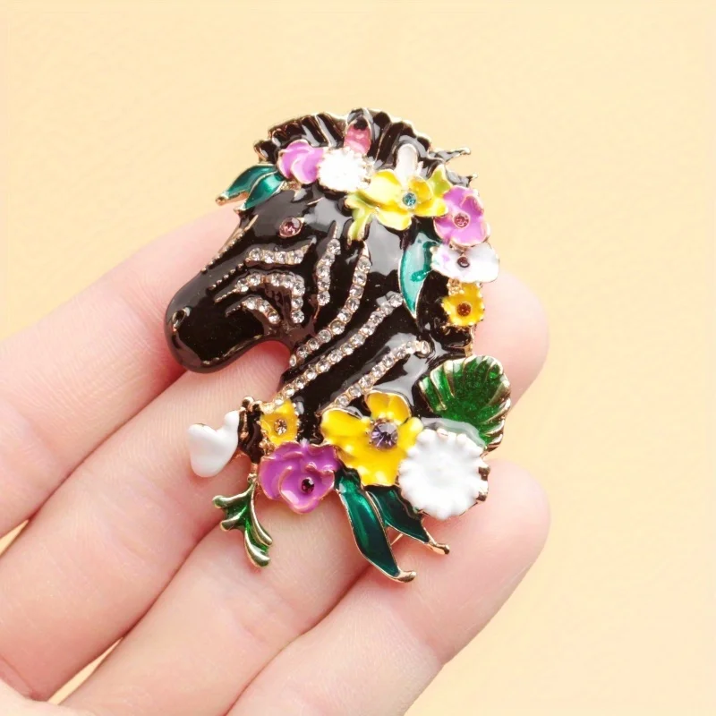 Cute and Elegant Personality Animal Plant Zebra Flower Brooch Unisex Cartoon Pin Bag Accessory Gift