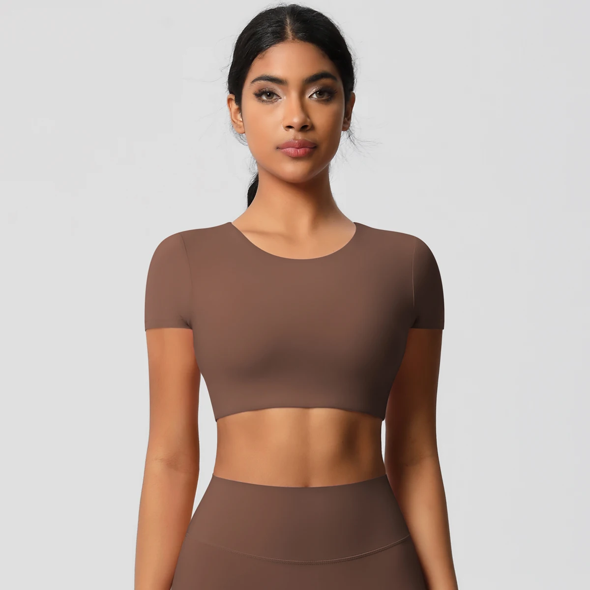 Yoga T-shirt Women Fitness Crop Top Shockproof Sports Bras Running Push Up Training Suit Gym Sports Crop Tops Solid Color Breath