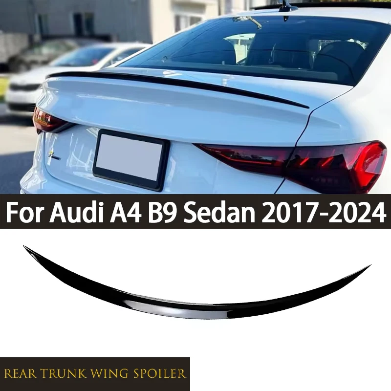 Car Exterior Tuning Rear Trunk Lid Spoiler Wing Stickers For Audi A4 B9 Sedan 2017-2024 Auto Accessories