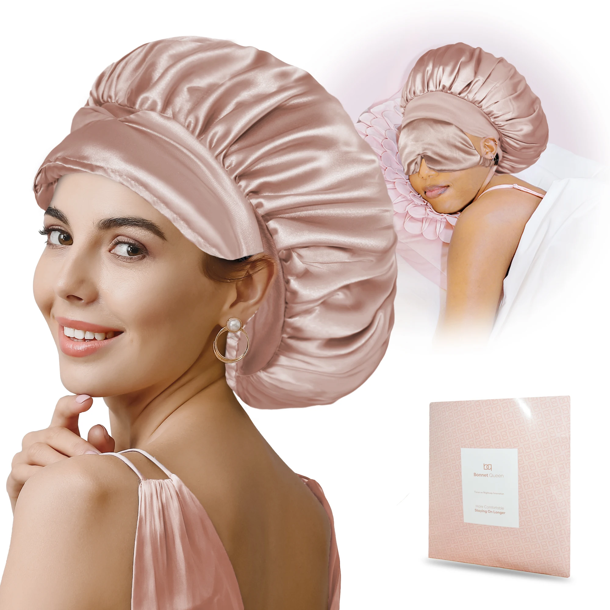 Bonnet Queen Silk Bonnet with Eye Mask for Women for Curly Hair