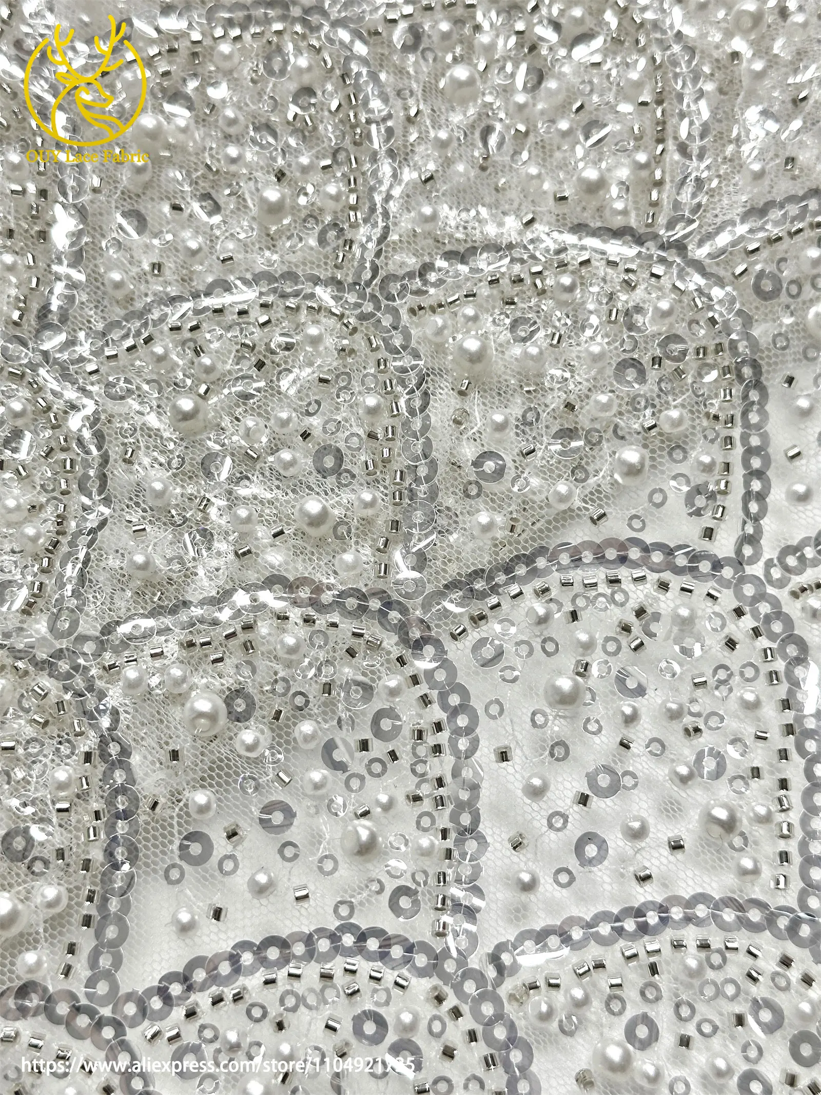 Burgunderroter afrikanischer Perlenstickerei-Mesh-Spitzenstoff, eleganter nigerianischer französischer Pailletten-Tüll-Spitzenstoff für Frauen, Partykleider – Detail 15