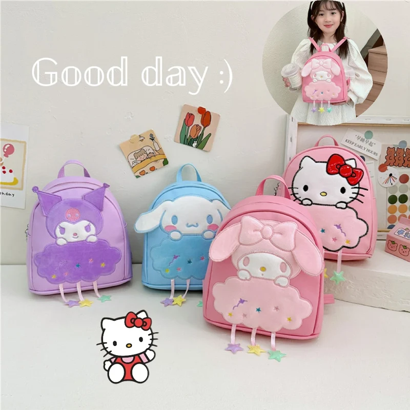 Sanrio Hello Kitty Backpack Cartoon Kuromi My Melody Cinnamonroll Backpacks Kawaii Schoolbag Kids Shoulders Bag for Baby Girls