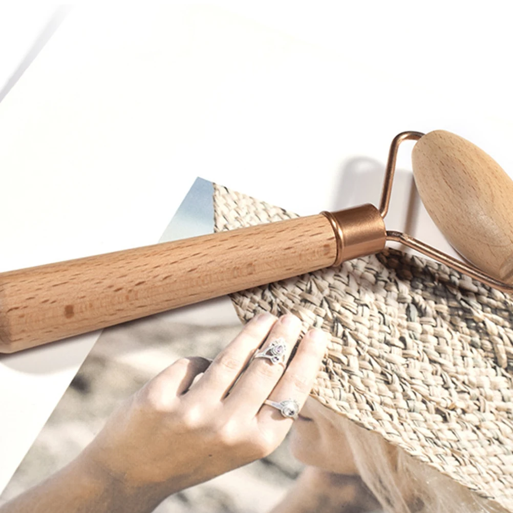 Rullo per massaggio viso in legno Strumento di bellezza multifunzionale per il rilassamento del viso Cura degli occhi e del collo Massaggiatore rotante in legno