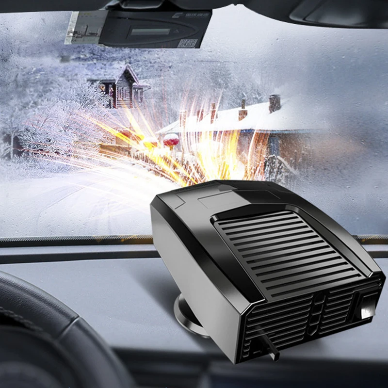 2 IN 1 Car Heater & Fan Auto Windshield Defroster 360° Rotation Anti-Fog Electric Heating Dryer Defogging Demister Defroster