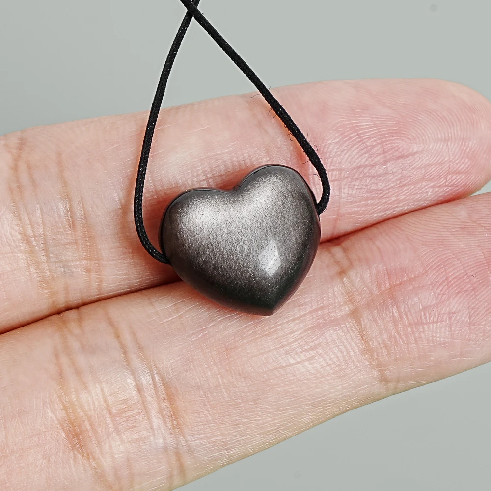 

5 шт. серебряных гладких подвесок в форме сердца из обсидиана 15x16x10 мм, серебристо-черные подвески-сердечки для любви и создания украшений своими руками ко Дню святого Валентина