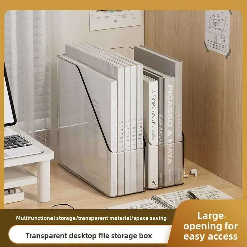 

Clear Plastic Slim Vertical File Folder Storage Organizer Notebooks Binders Envelopes Magazines for Home Office Work Desktops