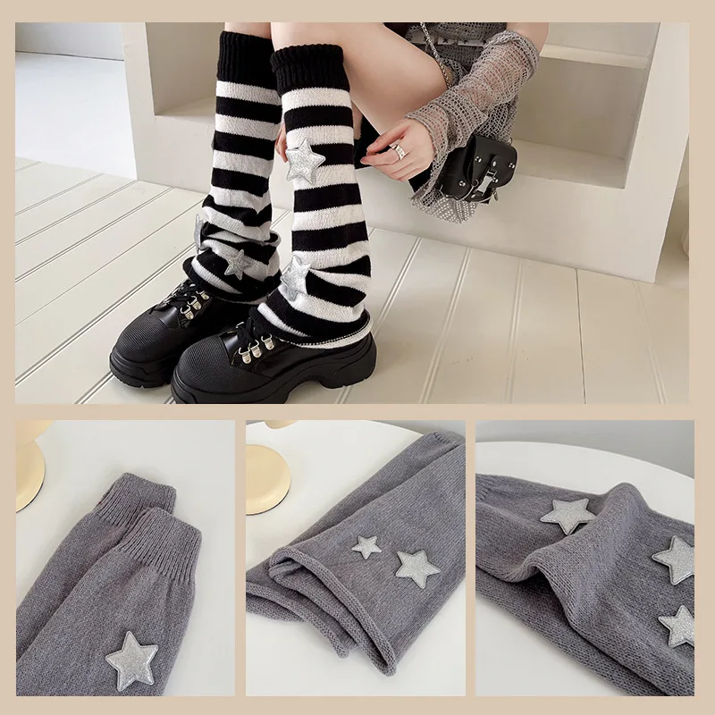 2025 nueva venta caliente Simple cubierta de pierna a rayas tendencia Retro lindo dibujos animados personalidad Otoño e Invierno cubierta de pierna cálida