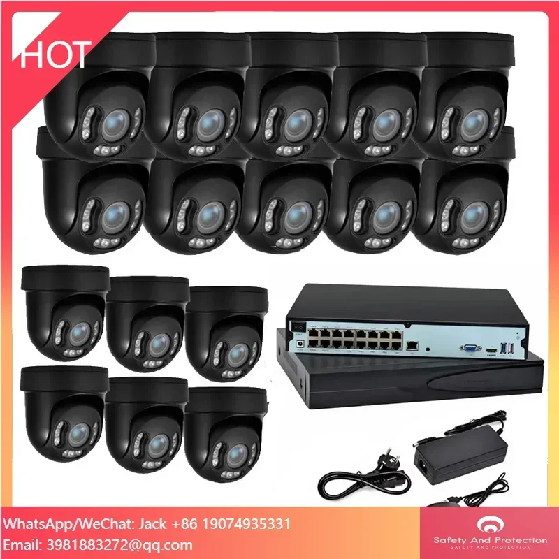 Cheap Latest 16 Channel NVR 5MP Full Colour 4X Optical ZOOM MINI PTZ CCTV POE IP Camera OEM System With 2 Way Audio