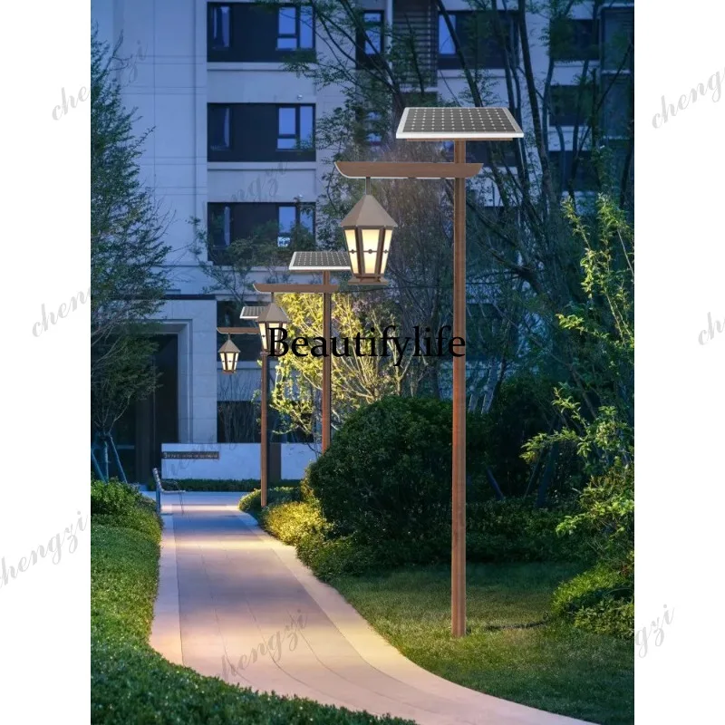 Solar retro high pole waterproof garden light outdoor outdoor landscape community garden park street light