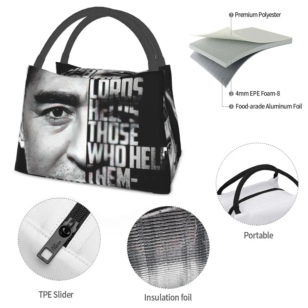Diego Armando Maradona Quote Portable insulation bag for Cooler Food Office Pinic Container