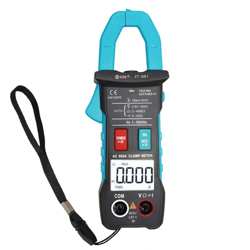 BSIDE ZT-QB1 Plier Ammeter DC/AC Voltage Resistance NCV Hz Tester Digital Clamp Meter Multimeter 600A Current True RMS Smart