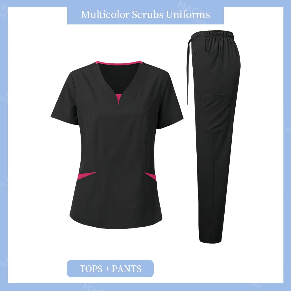 Le donne all'ingrosso indossano tute scrub medico ospedaliero uniforme da lavoro medico chirurgico multicolore unisex uniforme accessori per infermiere