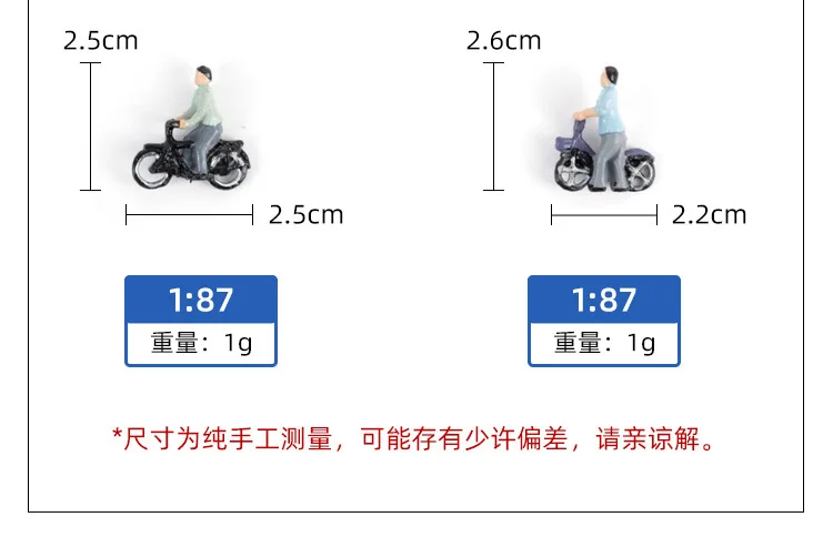 Simulierte Mini-Fahrradfahrer-Figuren Modell HO Maßstab 1:87 Radfahrer-Modelle für Mikro-Landschaftsgestaltung Diorama 6 Stück – Detail 3