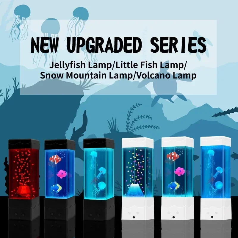 Led Aquarium Nachtlampje Kwallen Sneeuw Berg Vis Lamp Afstandsbediening Kleurveranderende Desktop Decoratie Kids Verjaardagscadeau