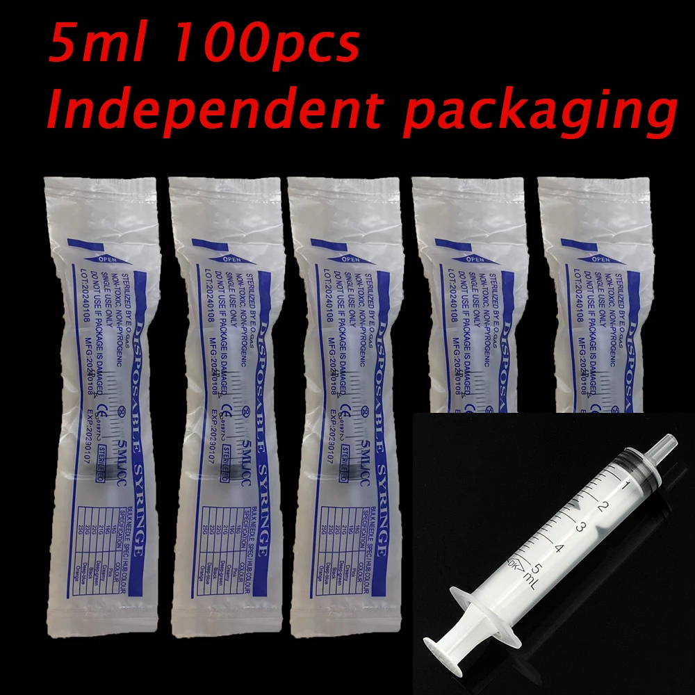 

100Pcs/Set 5ML Hydroponics Analyze Plastic Measuring Cartridge Pets Syringes Syringe NO Needle Injectors Ink Disposable OPP