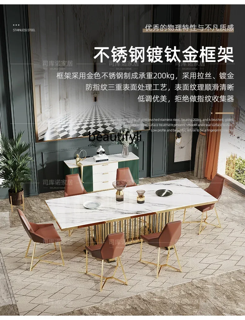 M178 Italian light luxury marble table and chair combination modern simplicity,high-end rectangular Nordic restaurant furniture2