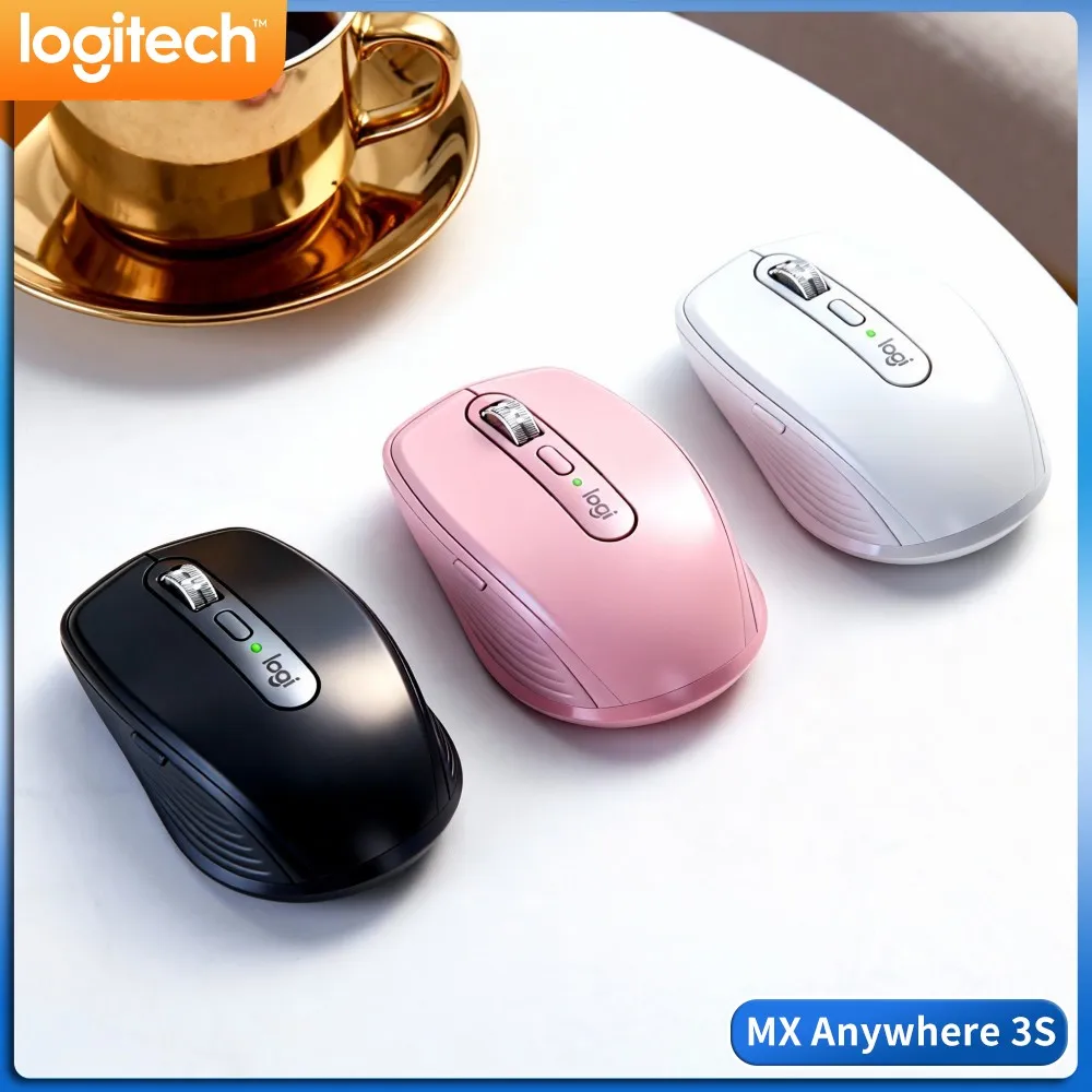 Ergonomic MX Anywhere 3S Mouse - Darkfield 8K DPI, Precision Control, Suitable For Cashier Desk & Business Meeting