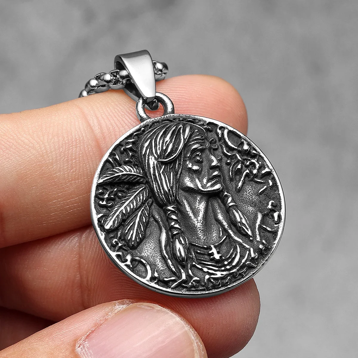 Tribal Chief Pendant Vintage Necklaces 316L Stainless Steel Men Chain Hip Hop Rock Punk Party Jewelry Xmas Gift Dropshipping
