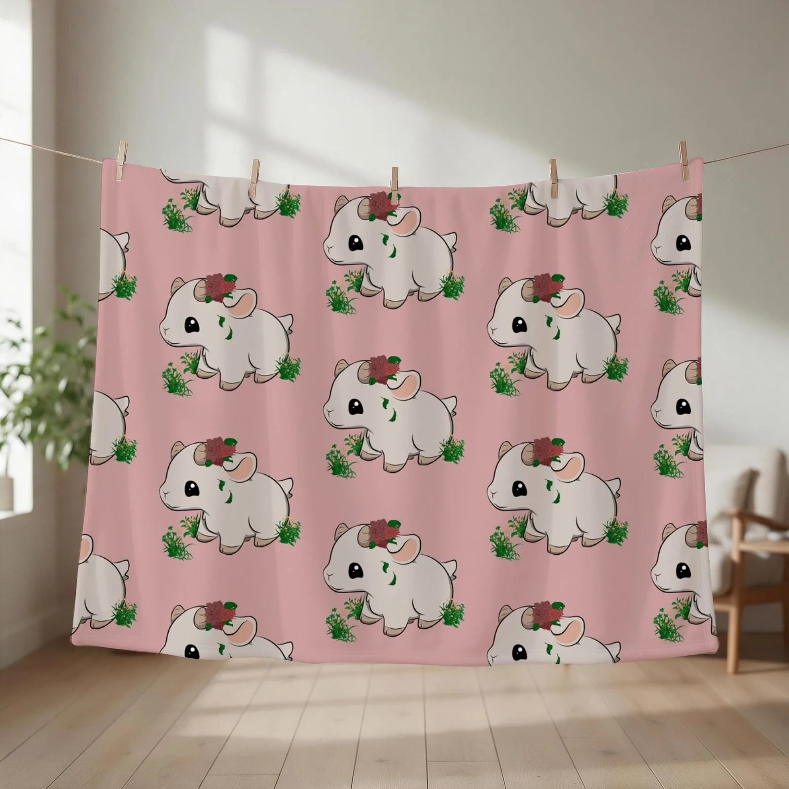 CHIBI ‘Rosie Goat’ Throw Blanket Decorative Sofas Summer Luxury Moving Blankets