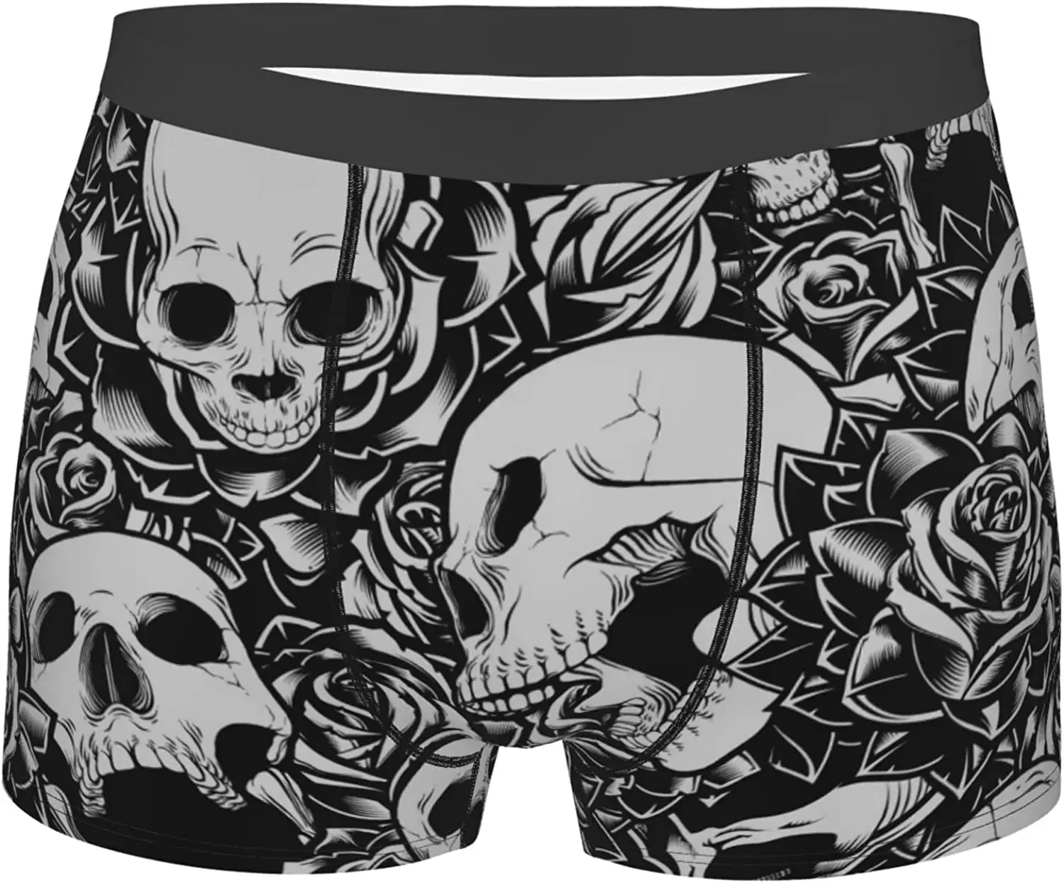 

Men's Boxer Briefs Gothic Skulls and Roses Print Breathable Man Classic Underwear Boxer Shorts Underwear for Men