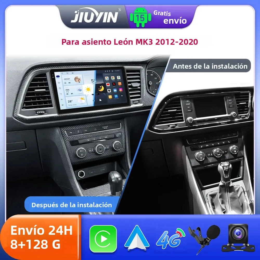 Radio para Auto JIUYIN de 9 Pulgadas con Android 15, para Seat Leon MK3 2012-2020, Multimedia, CarPlay, Navegación GPS, Reproductor de Video, Estéreo Automotriz