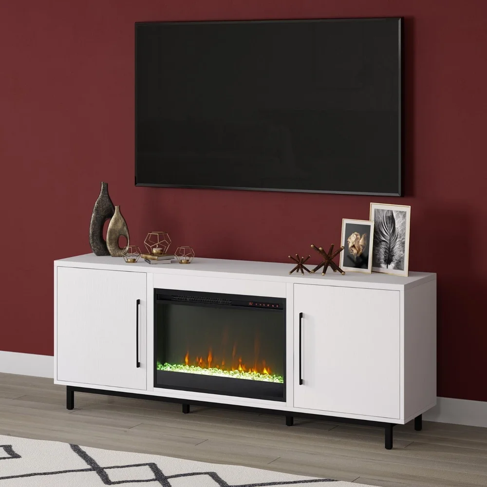 حامل تلفاز مستطيل مقاس 68 بوصة من جوليان، خزانة تخزين كهربائية للمدفأة حتى 75 بوصة مع جهاز تحكم عن بعد