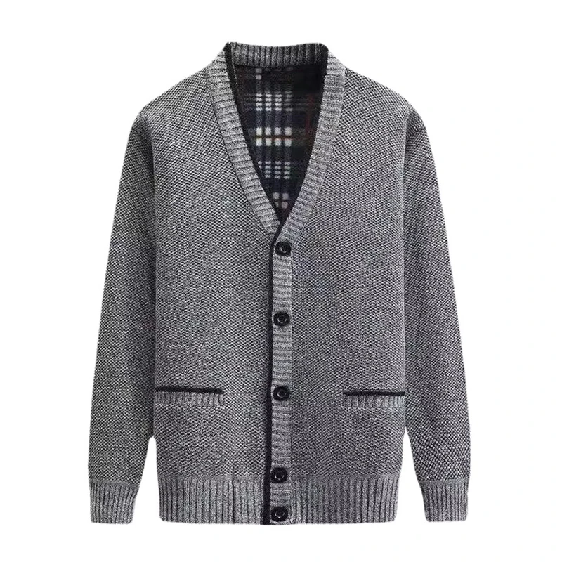 

Winter Men's Sweater Cardigan Jackets Men Vintage Wool V-Neck Knitted Sweater Coats Men Fleece Lined Warm Cardigan Clothing