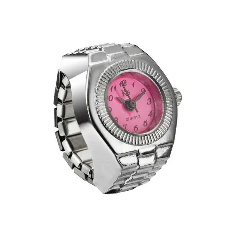 Vintage Punk Vingerhorloge Mini Elastische Bandje Alloy Horloges Paar Ringen Sieraden Klok Retro Romeinse Kwarts Horloge Ringen Dames Heren