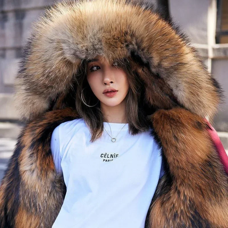 Female Thick Warm Parkas Hooded Outwear Large SizeInner Liner Removable Fur Over Knee Overcoat Women Cotton Coat Winter Jacket