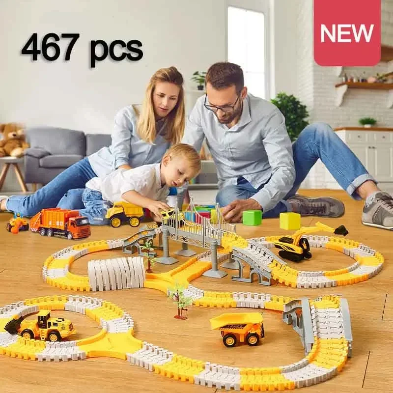 137-467 Uds. Coche de juguete de pista eléctrica para niños, coche de ingeniería, juguetes educativos para niños, coche de pista, tren, juguetes para niños, regalo de cumpleaños