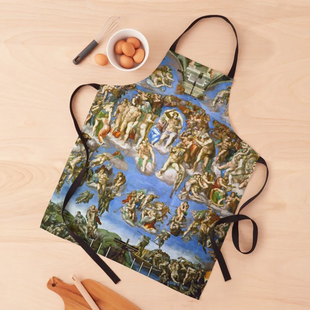 

Michelangelo - Last Judgment Apron Kitchen Kawaii Accessories For Man christmas 2025 Chef jacket men Apron