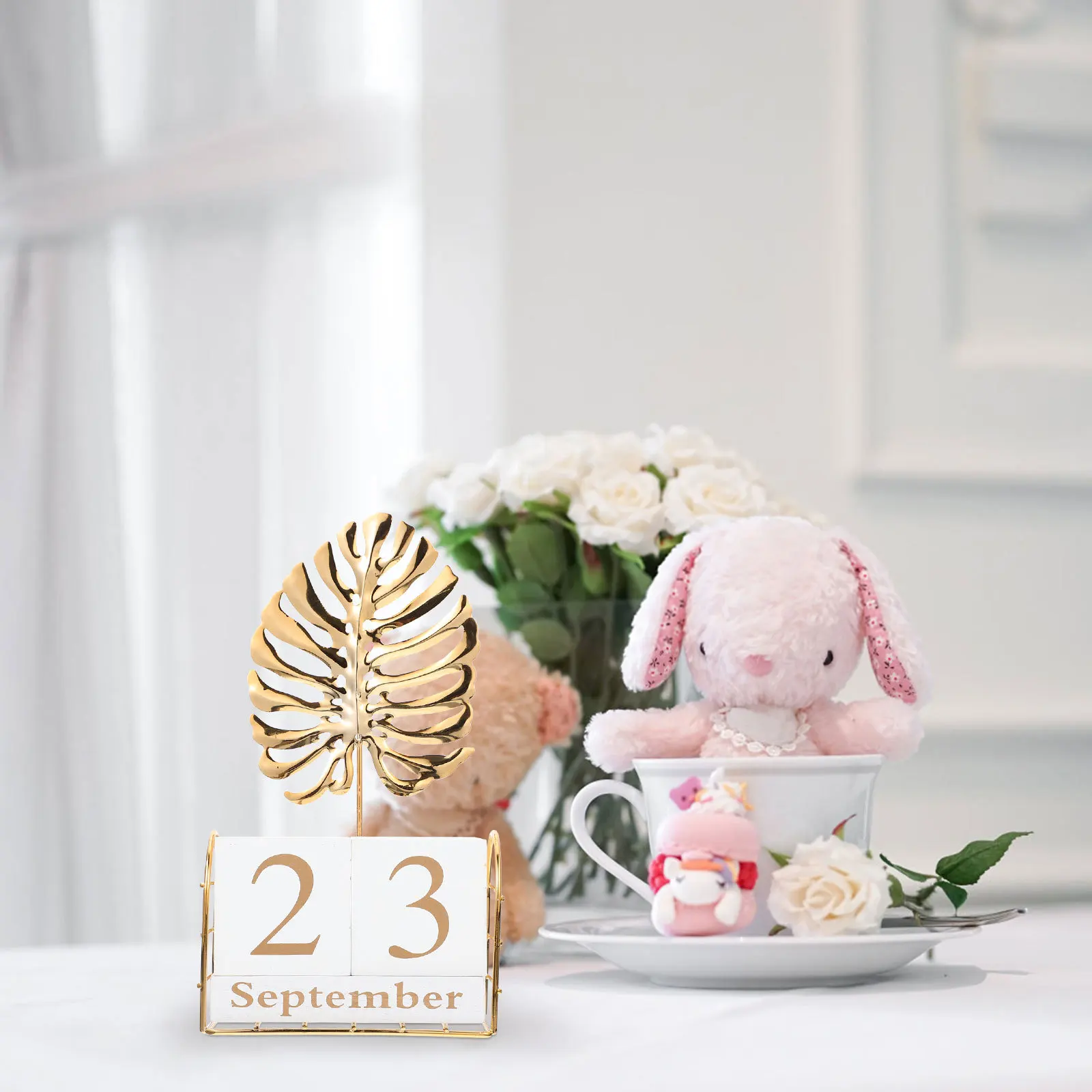 1 مجموعة ورقة السلحفاة الخشبية كتلة دائمة التقويم دليل تاريخ شهر أسبوع سطح المكتب الديكور الإبداعية خشب متين مكعب مربع #1