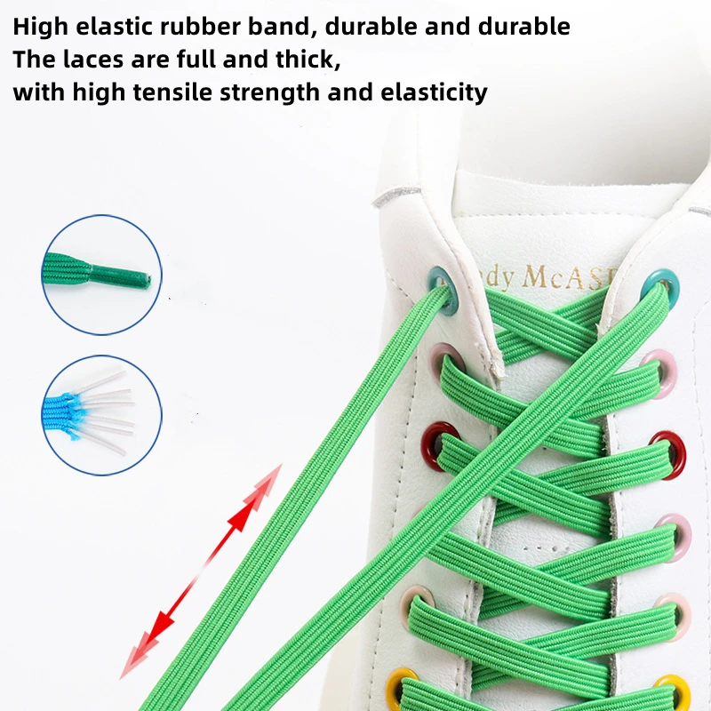 New Color No Tie Shoe Laces Elastic Laces Sneakers Flat Shoelaces Without Ties Kids Adult Quick Shoe Lace Rubber Bands for Shoes