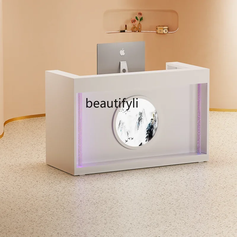 Company Front Desk Beauty Salon Led Luminous Reception Desk Medical Beauty Consultation Cashier